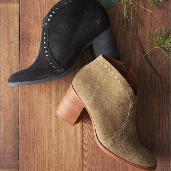 Frye Nora Chestnut/Tan Leather Suede Zip Heeled Fall/Winter/Spring Ankle Booties - Picture 8 of 16